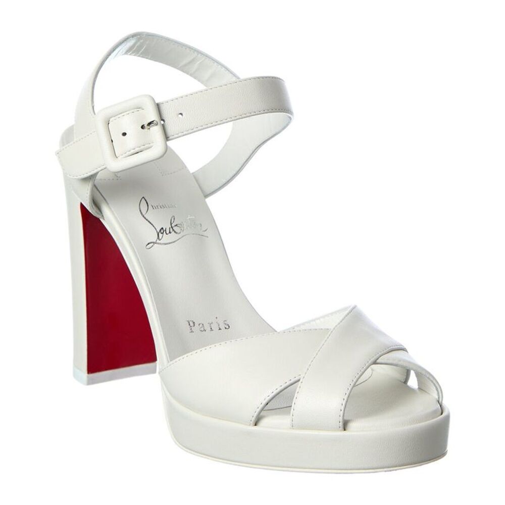 Christian Louboutin Cora 100 Leather Sandal, White